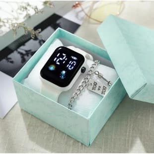 Children's bracelet dual battery life Rainbow spaceman series Time date flashing LED display electronic watch