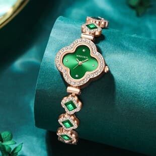 Live Broadcast Hot-Selling Fashion Four-Leaf Clover Bracelet Quartz Watch Emerald Ladies Watch Women's Watch Manufacturer Wholesale