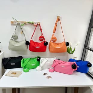 2024 New Crossbody Bag Student Class Bag Women's Instagram Style Japanese Style Large Capacity Solid Color Bag Shoulder Bag