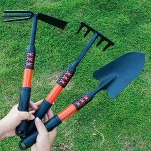 Gardening Flower Shovel, Small Iron Shovel, Vegetable and Flower Planting Tools, Four-Piece Set, Small Rake, Small Hoe, Iron Spade, Small Tools for Beachcombing