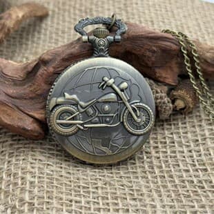 Vintage Motorcycle Quartz Pocket Watch, Cross-Border Hot-Selling Car and Train Hanging Watch Accessories Wholesale