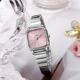 Bamboo Pattern Steel Band Small Square Watch, Minimalist Style, Compact Dial, Retro Women's Watch, Student Wristwatch