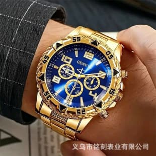 Trendy Men's Quartz Watch with Stylish Steel Band, Thick Glass, and Three Sub-Dials, Direct from the Manufacturer Wholesale