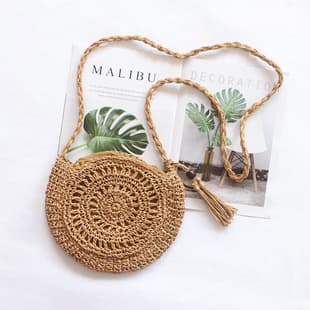 Straw Woven Bag New Shoulder Crossbody Women's Bag Handmade Woven Bag Hollow Tassel Mori Women's Artistic Leisure Travel Bag