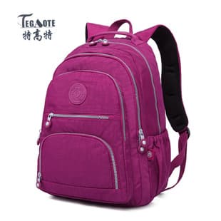 Tegao Middle School Backpack Nylon Water-Repellent Large Capacity Simple Lightweight Computer Bag Student School Bag