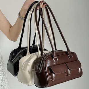 South Korea New Bowling Bag Handbag Niche Underarm Retro Large Capacity Small Pocket Design Bag for Women