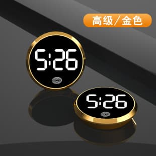 Factory Direct Sales of Fashionable Car-Mounted Led Electronic Watch, Popular Round Alloy Touch-Sensitive Luminous Creative Digital Clock