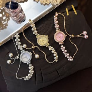 Cross-Border Hot Selling Small Pearl Diamond Pull-Out Women's Exquisite Quartz Watch Fashion Niche Sweet Women's Watch