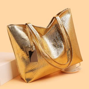 Fashion Retro Commuter Tote Bag 2026 Cross-Border New Large-Capacity Shoulder Bag Pu Handbag Crocodile Pattern Women's Bag