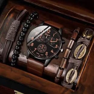 Men's Quartz Casual Three Eyes PU Leather Watch Fashion Versatile Quartz Business Watch suit
