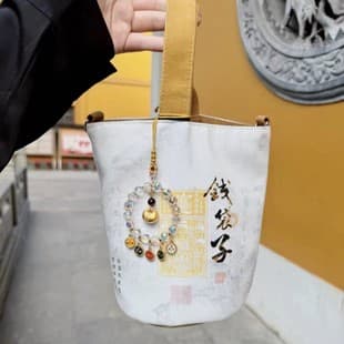 Scenic Spot Money Bag, Bucket Bag, Lucky Girl Crossbody Bag, Same Style as the Temple in the Scenic Spot, Lingyin Temple Putuo Mountain Souvenir
