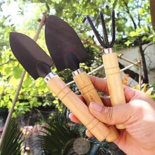 Three-Piece Gardening Tool Set: Flower Rake, Small Shovel for Planting Vegetables and Flowers, Small Iron Spade, Potted Plant Supplies