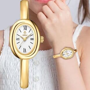 Yalalusi High-End Watch Oval Bracelet Women's Watch Gold Watch Retro Watch Simple Quartz Watch