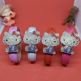 New children's cartoon KT watch female student flip diamond watch cross-border Amazon quartz watch factory direct supply