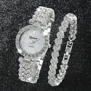 Cross-Border Popular Watch Bracelet Set for Women, Diamond-Encrusted Quartz Watch for Women, High-End Fashion Student Watch