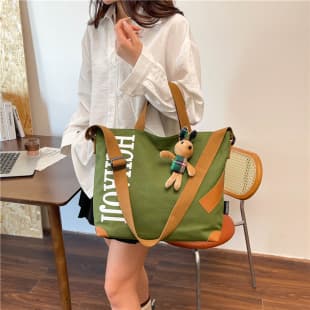 Japanese Canvas Women's Bag with Single Shoulder Mummy Bag Casual Tote Bag Commuter Large Capacity Portable Crossbody Bag with Printable Logo