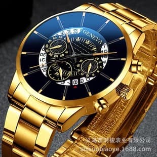 Factory direct calendar steel band watch men's large dial quartz watch cross-border men's watch foreign trade men's watch wholesale