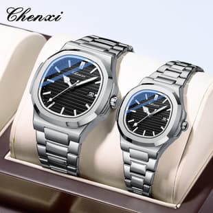 Dawn Cross-border Hot Steel Band Watch Couple Luminous Waterproof Simple Fashion Business Calendar Quartz Watch for Men and Women
