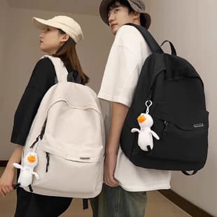 Backpack Men's Backpack School Bag Simple Large Capacity Travel Bag for Female Junior High School Students High School Students Male Black Waterproof