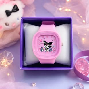 Square large dial quartz watch, silicone watch for middle and high school students, Sanrio cartoon boxed watch wholesale