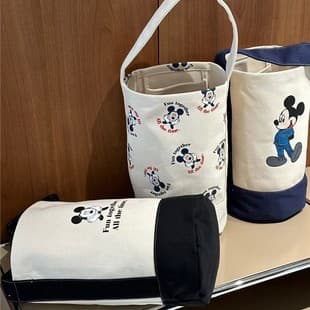 Mickey Portable Tote Bag Canvas Bucket Bag Cartoon Bucket Type Hand Lunch Bag Mom's Outing Handbag