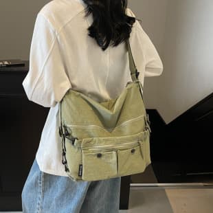 Multi-Pocket Workwear Style Casual Tote Bag for Women, New Street Fashion Student Shoulder Crossbody Bag, Backpack