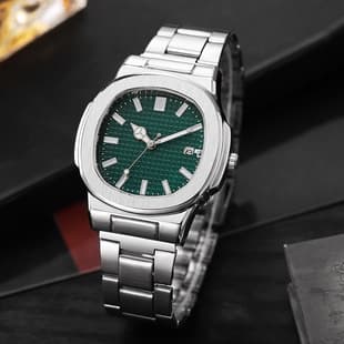 2025 New Model Square Sports Calendar Steel Band Watch Men's Quartz Wristwatch Manufacturer Wholesale Supply in Stock