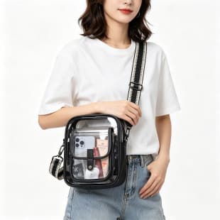 50 Silk European Standard Eco-Friendly Transparent Pvc Single Shoulder Crossbody Bag for Women, Fashionable Versatile Bag for Women, Summer Phone Bag