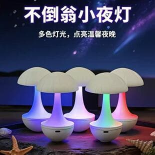 Popular Roly-Poly Mushroom Lamp, Portable Stress-Relief Bedroom Ornament, Rechargeable Night Light, Bedside Home Eye-Protection Table Lamp