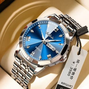 Quartz Watch Men's Business Rhombus Mirror Waterproof Luminous Calendar Douyin Live Broadcast Wholesale Chronograph Large Dial