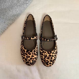2026 Spring New Ultra-Soft Sole Mary Jane Leopard Print Women's Ballet Style Flat Buckle Loafers