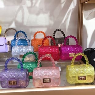 2025 New Korean Style Trendy Fashion Chanel Style Bag All-match Diamond Plaid Chain Transparent Jelly Bag Pearl Crossbody Bag