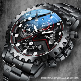 New Black Warrior Watch for Men, Fully Automatic, Non-Mechanical, Genuine, Waterproof, Luminous, Calendar, Tiktok Cross-Border Shipping