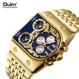 Oulm New Multi-Time Zone Large Dial Luminous Men's Watch Steel Band Casual Cross-Border Quartz Watch Diamond