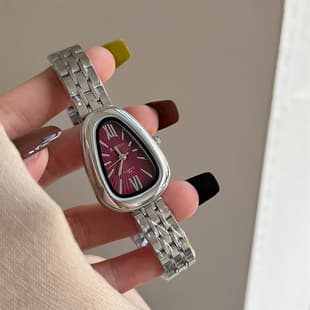 Barsh Silver Snake Head Steel Band Watch for Women, Niche Light Luxury, Simple Retro High-End Quartz Watch for Women