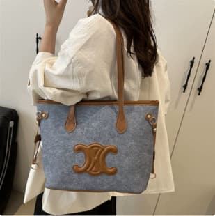 2026 Color-Blocked Large-Capacity Tote Bag Versatile Niche Design Simple Shoulder Bag Women's Dog Tooth Tote Bag