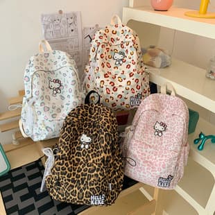 Ins School Bag for Female Middle and High School Students, Simple Leopard Print Large-Capacity Backpack, Lightweight Casual Travel Backpack
