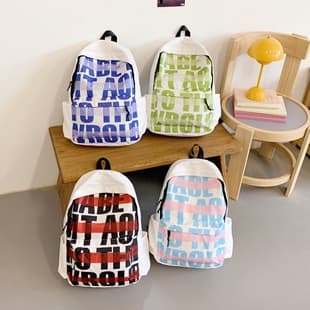 Cross-Border Student Schoolbags for Women, American and Korean Versions, High School Students, Junior High School Students, Large-Capacity Backpacks, New High-Value Letters