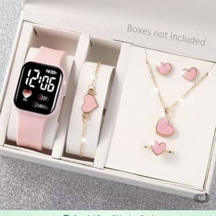 New Cross-Border Popular Women's Watch Fashion Personality Simple Watch Love Digital Belt Watch Set Ready for Sale