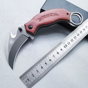 Outdoor Folding Eagle Claw Knife with Full Wooden Handle, Camping Survival Knife, Cool Mini Portable Multi-Functional Claw Knife