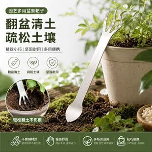 Bonsai Rake, Small Potted Plant Rake, Garden Tool for Loosening Soil, Stainless Steel Hand Rake, Double-Headed Soil Press Knife, Multifunctional Plant Tool