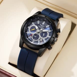 Hot Selling Cross-Border Large Dial Three-Eye Calendar Men's Quartz Watch Casual Sports Men's Student Silicone Watch for Men