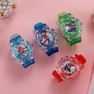 Cross-Border New Product Zhixia Children's Watch for Boys, Analog, Literacy, Led, Colorful Flashing Light, Quartz Wristwatch