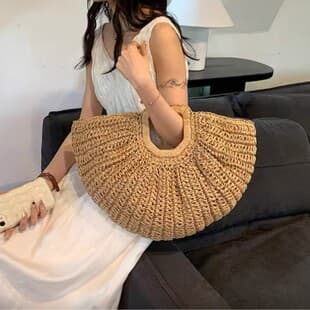 Straw Woven Bag Versatile Handbag Shoulder Bag Summer Ins-Style Woven Fashion Hollow-Out Trendy Niche Summer Casual