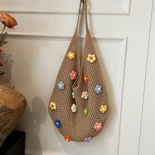 Korean Style Single-Shoulder Tote Bag, Lazy Style, Simple, Trendy, Fashionable, Stylish, Personalized Single-Shoulder Bag, Woven Flower Bag