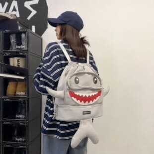 Shark Dry and Wet Separation Student Sports Backpack for Men, Women, and Children Swimming Storage Travel Bag Shark Swimming Bag