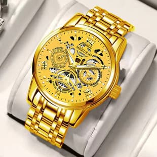 Foreign trade hot selling hollow fashion calendar men's watch men's watch steel band quartz watch business manufacturers in stock wholesale