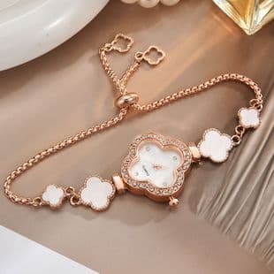 Female Student Watch Four-leaf Clover Diamond ins Preppy Style Small Dial Decoration Lazy Pull Bracelet