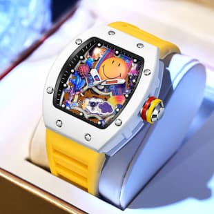 New Miller Smiley Face Foreign Trade Cross-Border Barrel-Shaped Watch Men's Fashion Watch Luminous Waterproof Hollow Quartz Watch