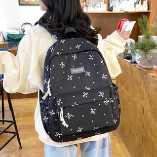 Fresh and Simple Printed Backpack, College Style for Female High School and University Students, Casual Versatile Double-Shoulder Bag, Simple Travel Backpack for Women